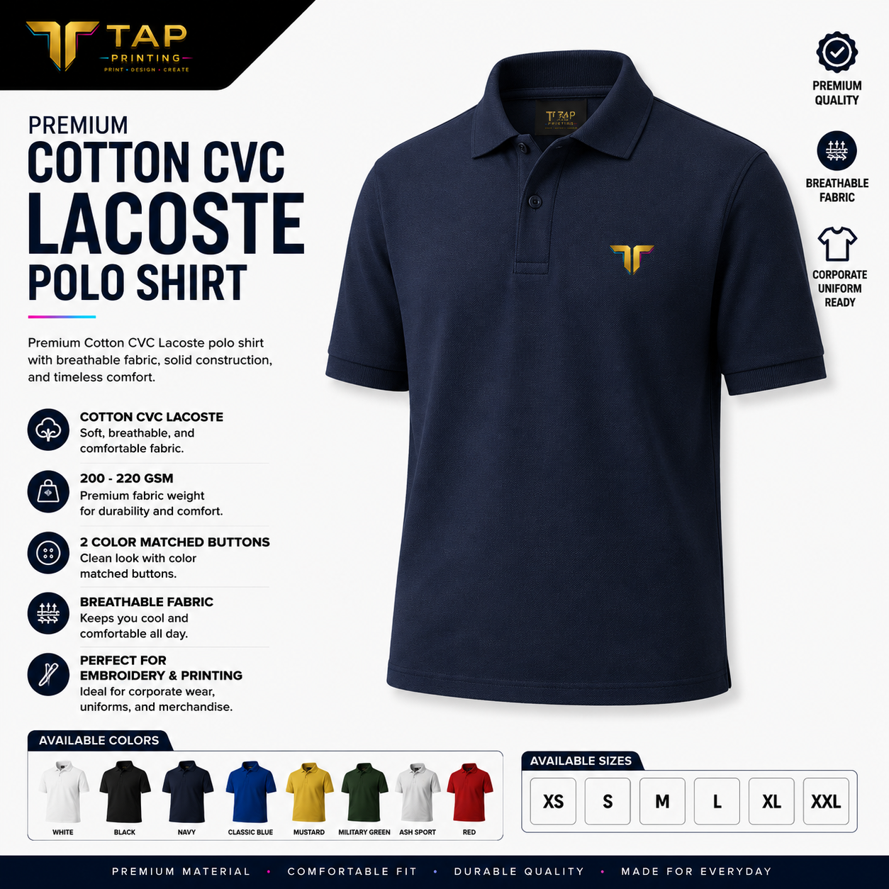 Premium Cotton CVC Lacoste Polo Shirt
